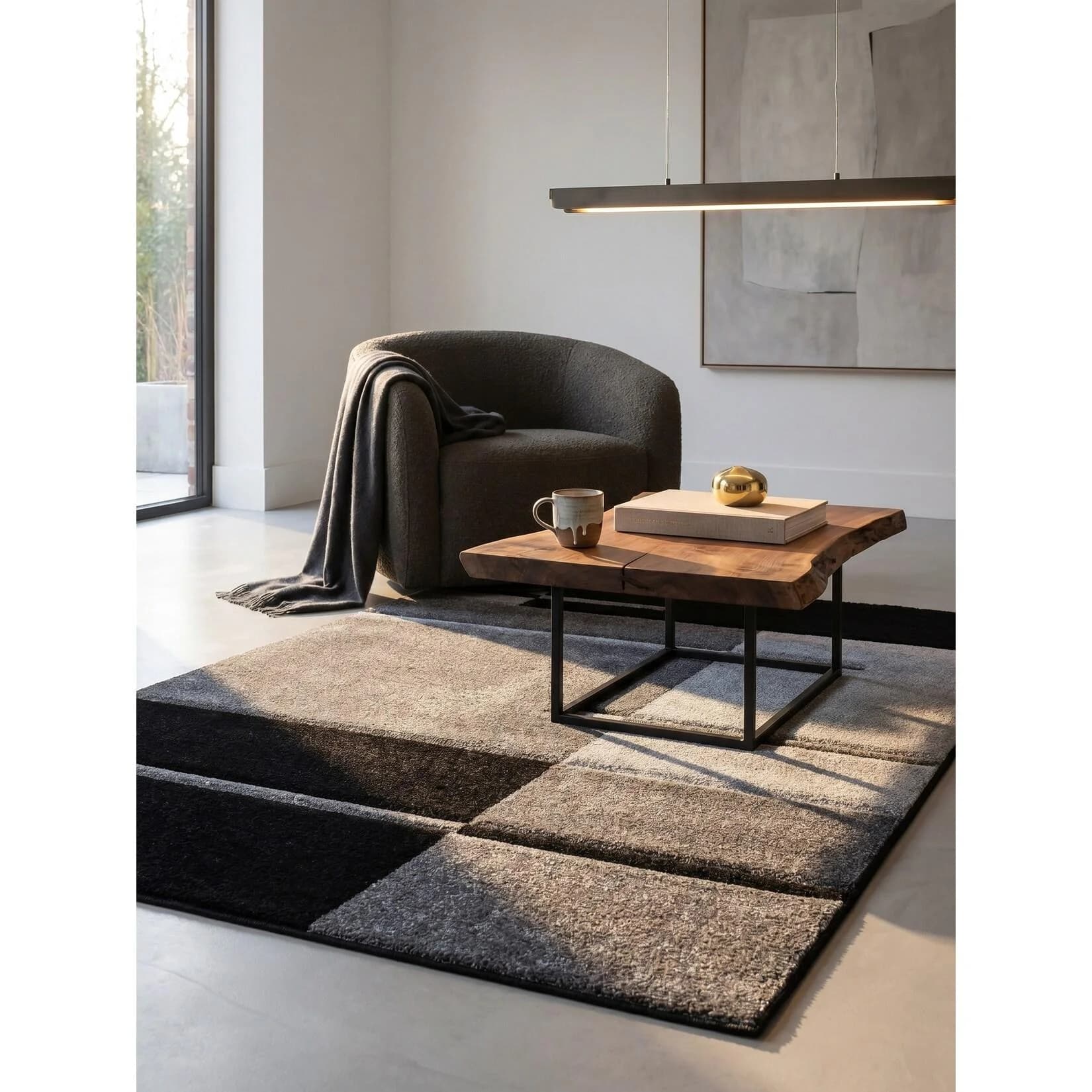 KADIMA DESIGN Teppich LATEMAR Kurzflor Grau Karo