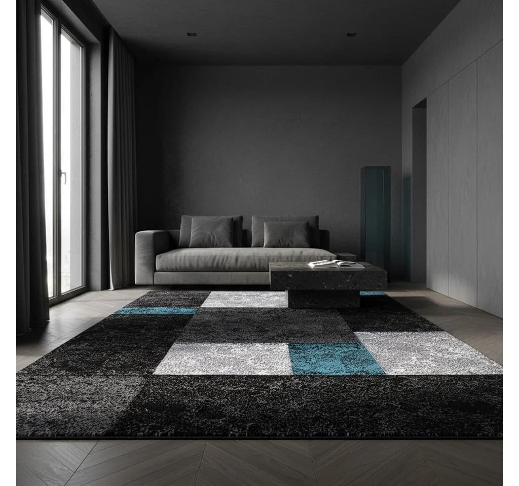 KADIMA DESIGN Teppich LATEMAR Türkis Karo Kurzflor - Bild 3