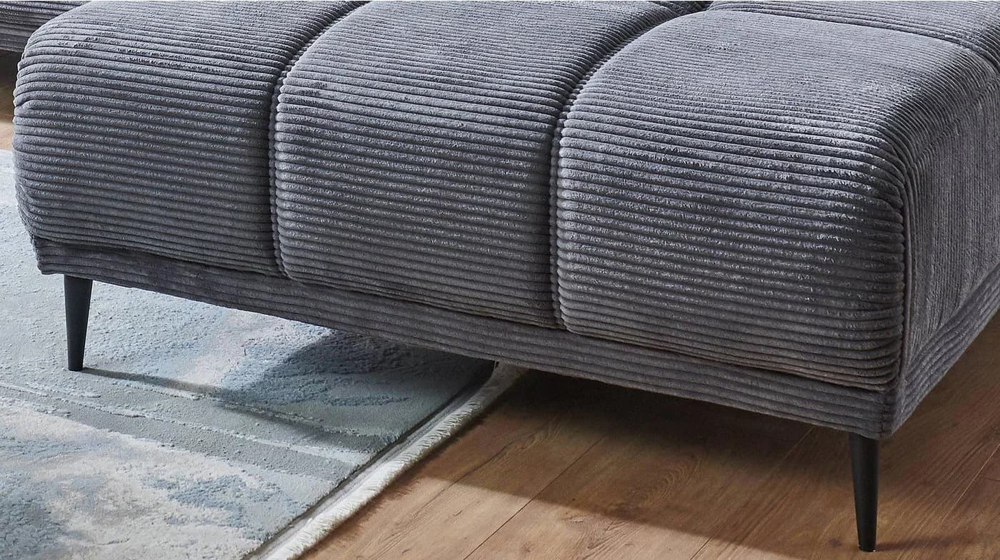 Massivart Ecksofa MARISOL Grau Cord Elektrische Sitztiefenverstellung - Bild 4