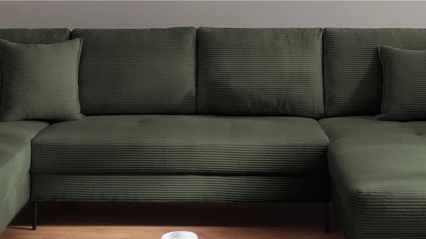 Massivart Wohnlandschaft Cord SUMMER Dunkelgrün mit Metallbeinen - Bild 5