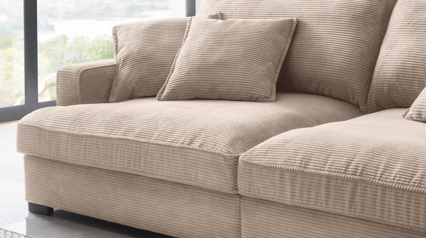Massivart Big-Sofa TRIBECCA Cord Beige 4-Sitzer mit Kissen - Bild 4