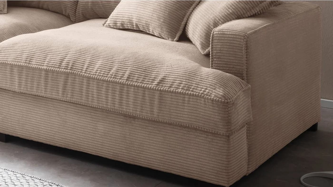 Massivart Big-Sofa TRIBECCA Cord Beige 4-Sitzer mit Kissen - Bild 5