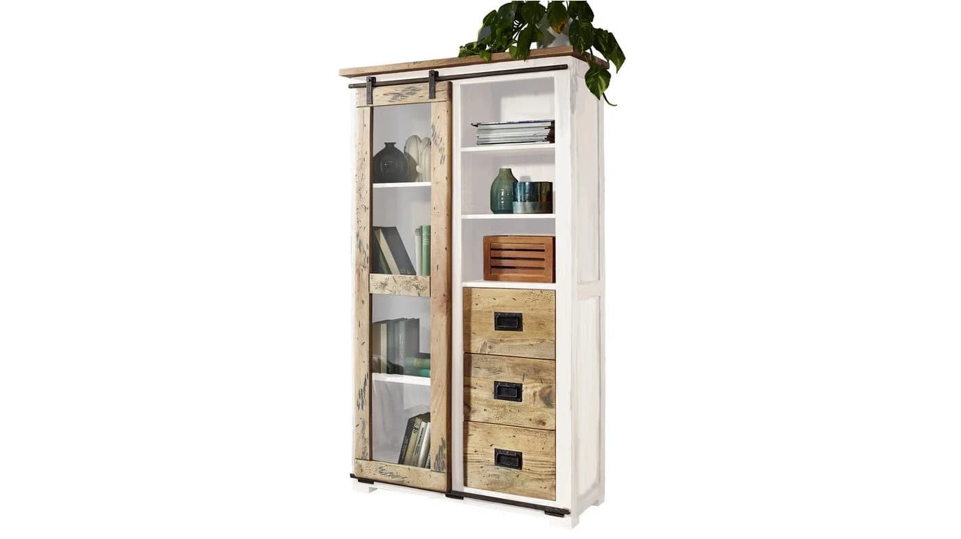 Massivart® Vitrine EMANUEL Massivholz Mango Industrial Style - Bild 2
