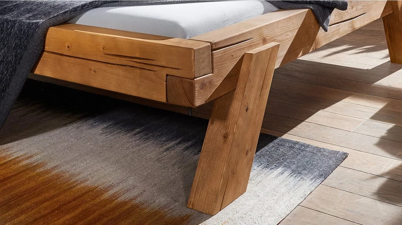 Massivart® Balkenbett BENKA Massivholz Fichte Eiche-Natur - Bild 5
