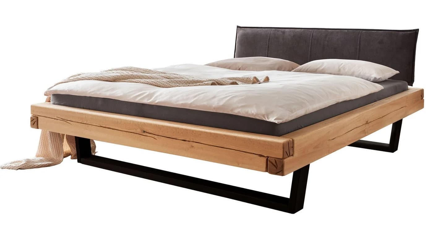 Massivart Balkenbett SVEA Fichte geölt Natur-Eiche
