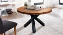 Massivart® Esstisch EDUARDO Massivholztisch Rund 130 cm Akazienholz Lackiert Metallgestell Schwarz Bild 1