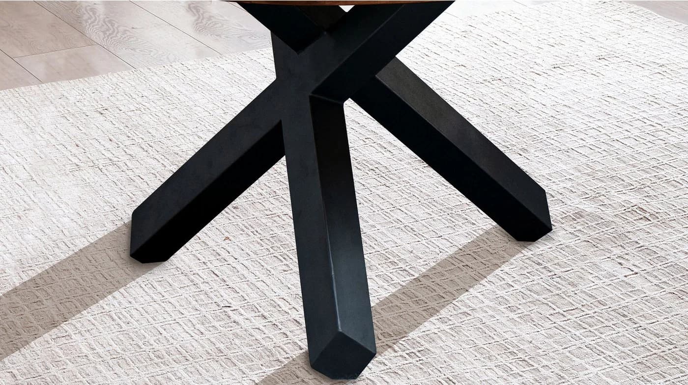 Massivart® Esstisch EDUARDO Massivholztisch Rund 130 cm Akazienholz Lackiert Metallgestell Schwarz - Bild 5