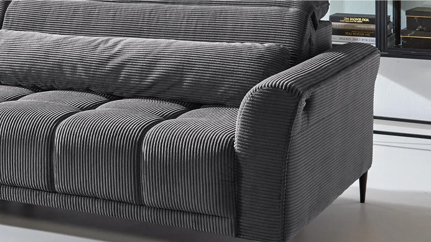 Massivart Big-Sofa LOGAN Cord Grün Beige Grau 4-Sitzer - Bild 4