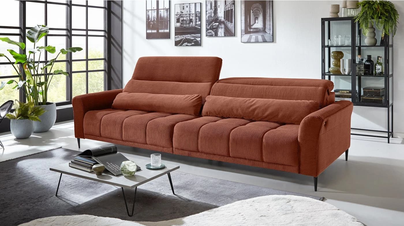 Massivart Big-Sofa LOGAN Cord 280 cm 4-Sitzer elektr. Sitztiefenverstellung - Bild 2