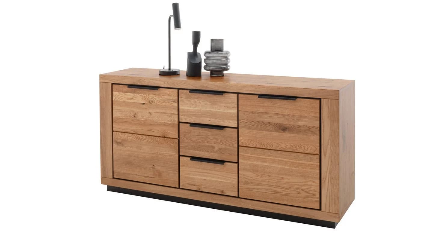 Massivart Sideboard GRENO Wildeiche Geölt Schwarz Metallgriffe - Bild 2