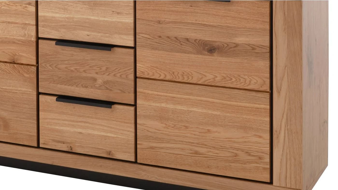 Massivart Sideboard GRENO Wildeiche Geölt Schwarz Metallgriffe - Bild 5
