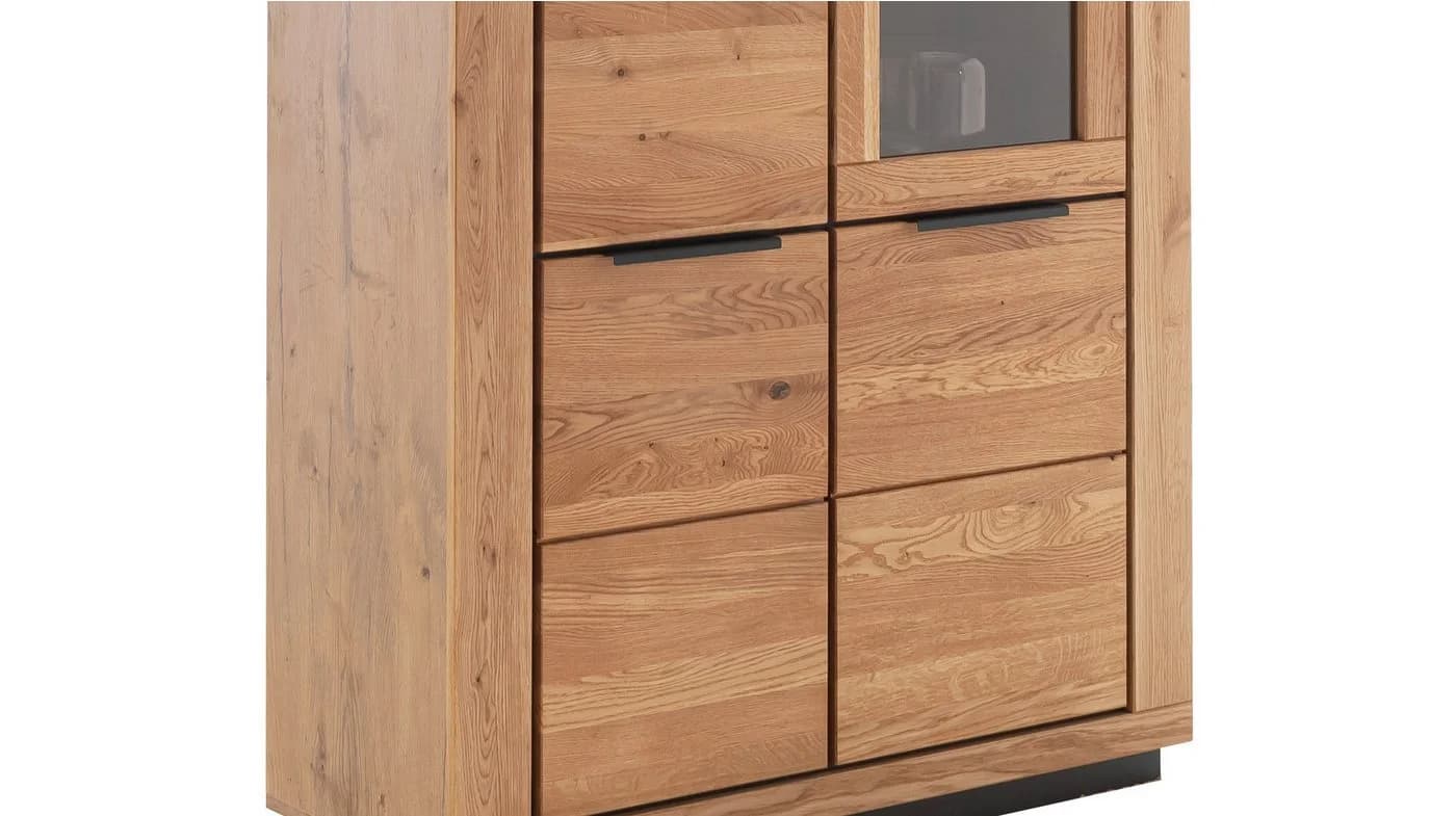 Massivart® Vitrine GRENO Vitrinenschrank Wildeiche Massivholz 3 Türen - Bild 4
