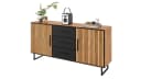 Massivart® Sideboard Bella 163 cm Massivholz Eiche geölt Metallgriffe Schwarz Bild 2