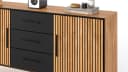 Massivart® Sideboard Bella 163 cm Massivholz Eiche geölt Metallgriffe Schwarz Bild 3