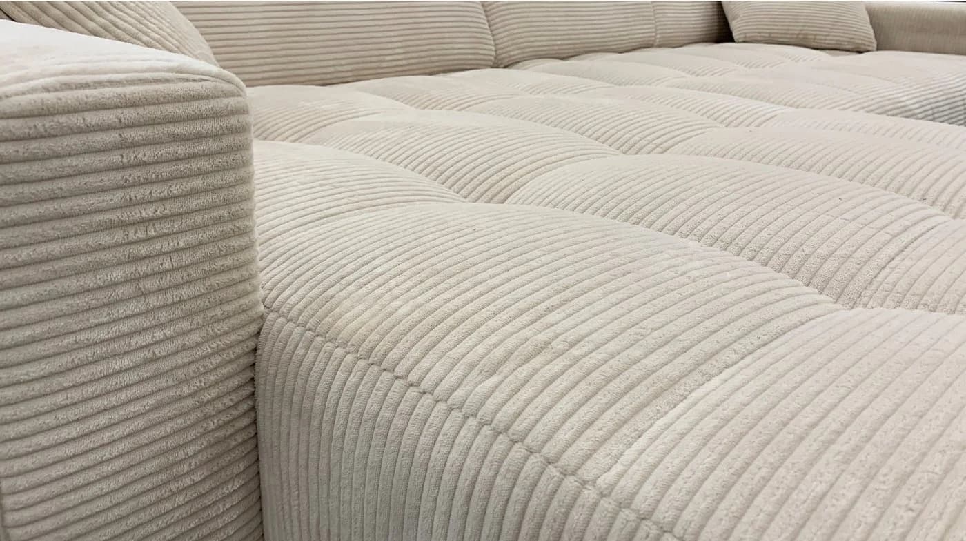 Massivart Ecksofa SIMPLE Beige Cord mit elektrischer Sitztiefenverstellung - Bild 4