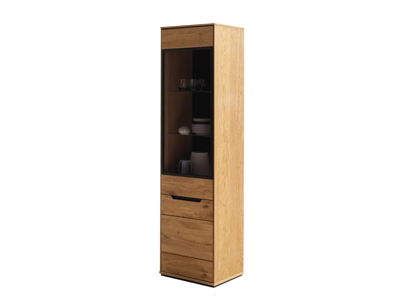 Massivart® Glasvitrine ARAYA Wildeiche geölt mit Glastür