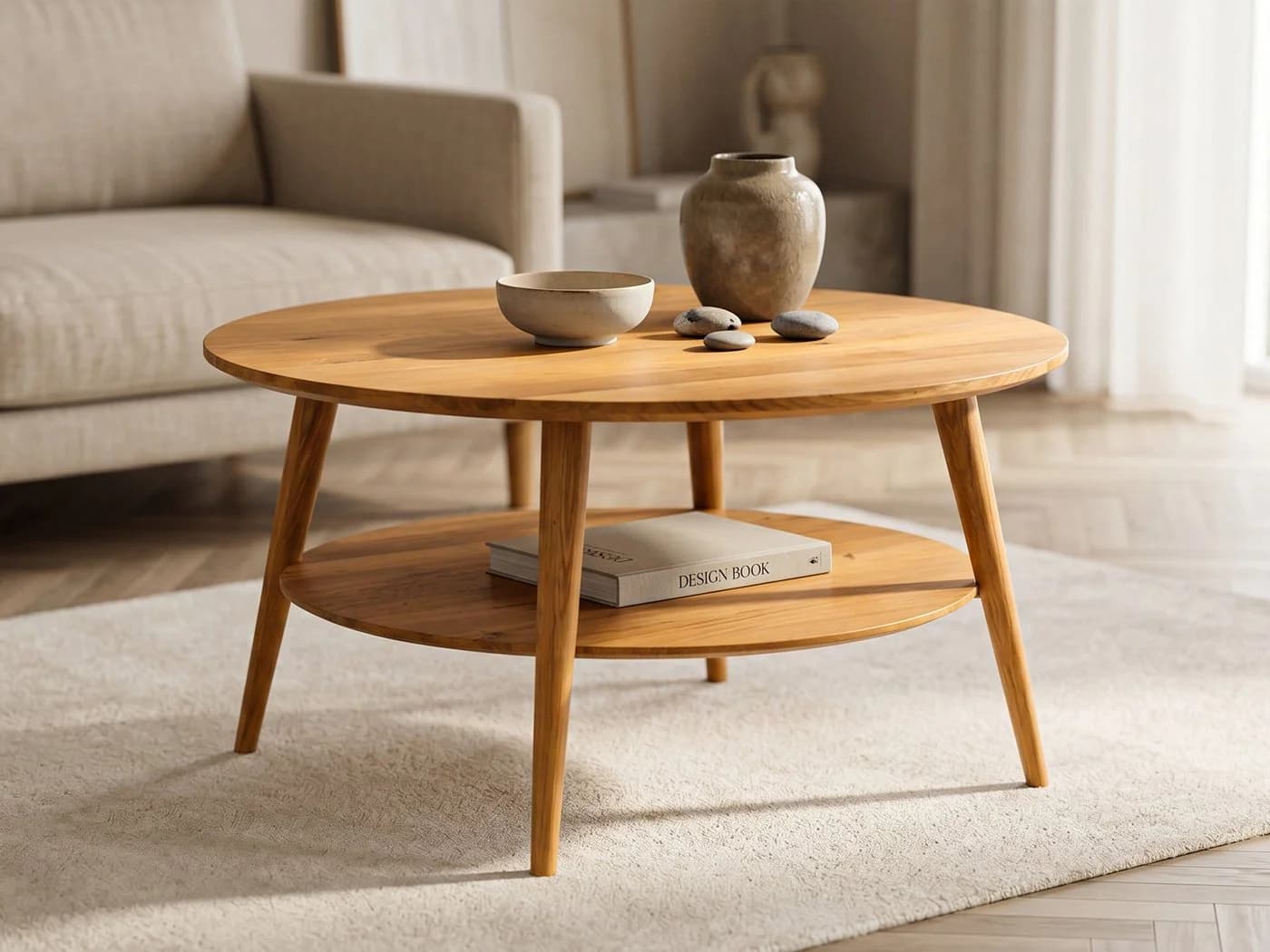 Massivart® Couchtisch STELLA rund 80 cm Wildeiche massiv geölt - Bild 2