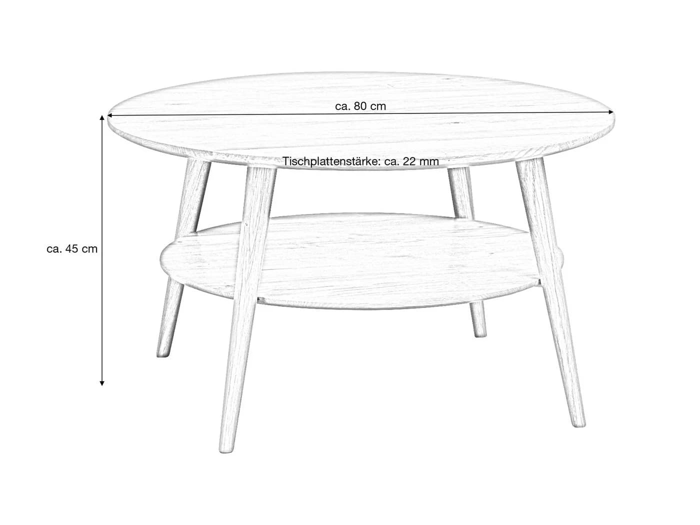 Massivart® Couchtisch STELLA rund 80 cm Wildeiche massiv geölt - Bild 3