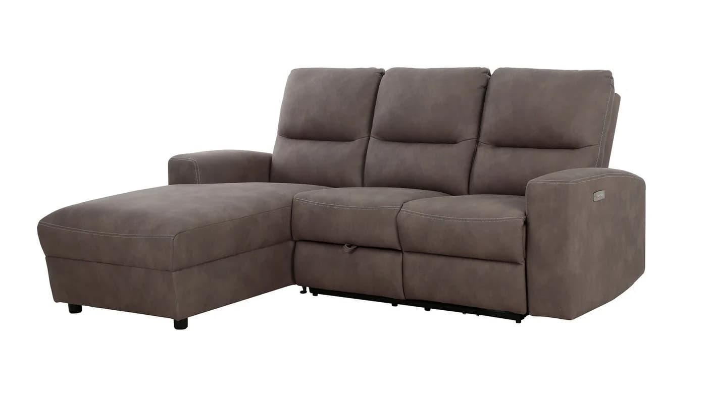 Massivart® Ecksofa Palina Microfaser Braun Relaxfunktion USB Stauraum
