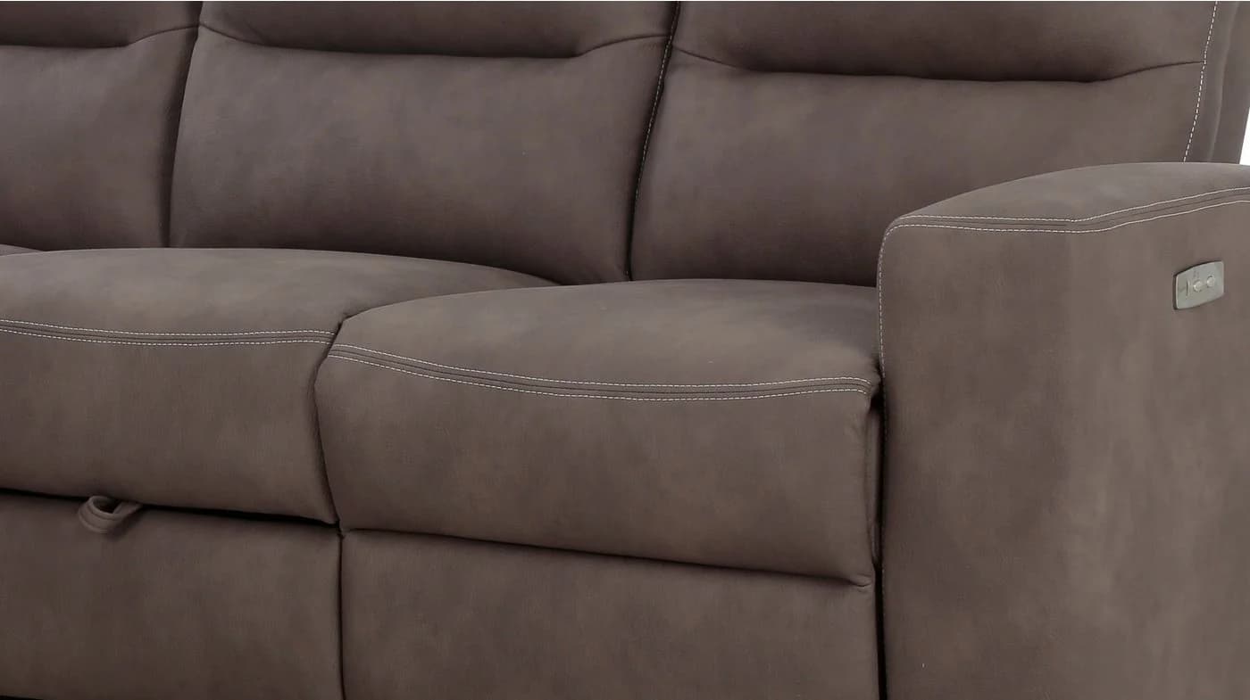 Massivart® Ecksofa Palina Microfaser Braun Relaxfunktion USB Stauraum - Bild 5