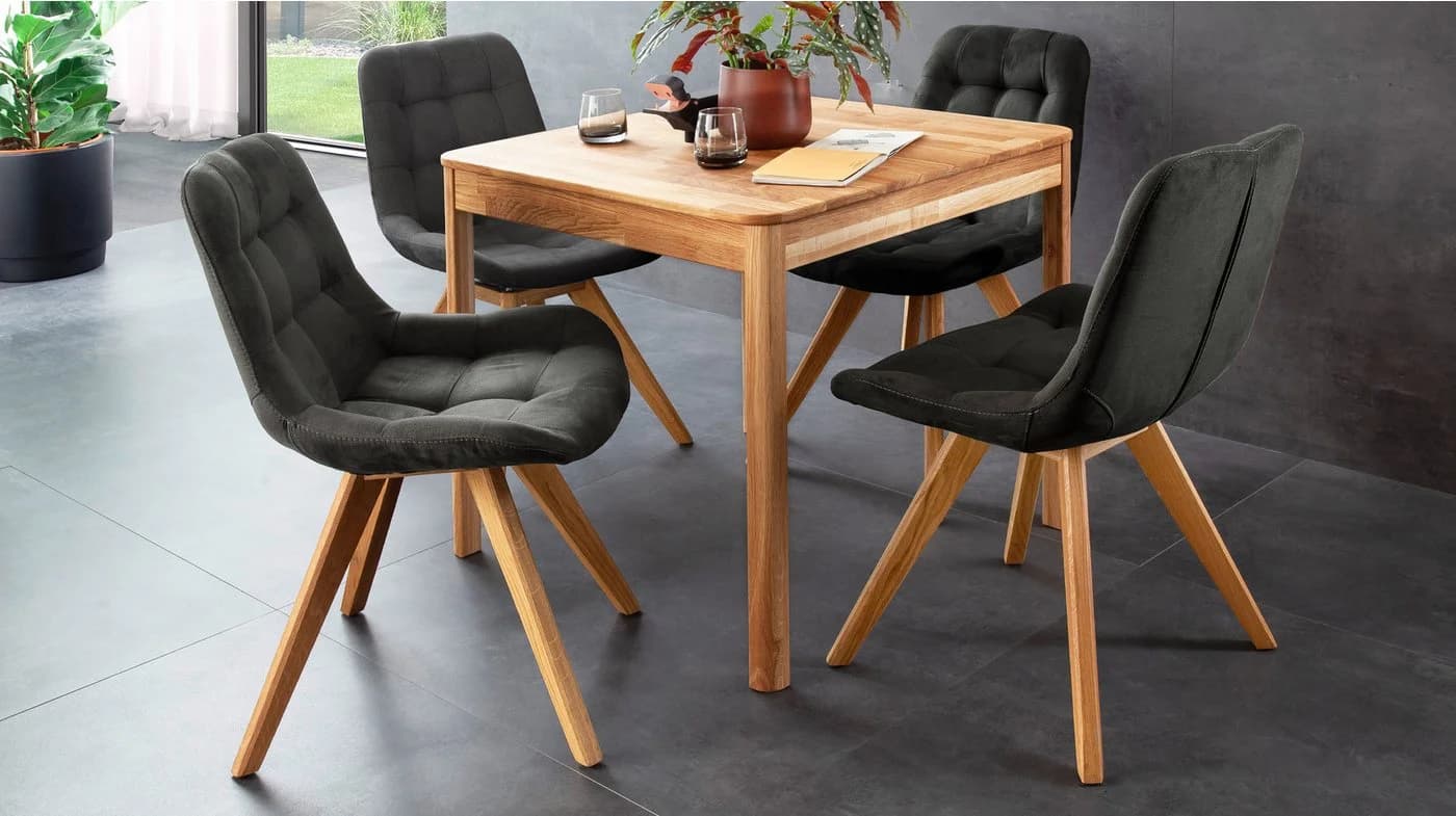 Massivart® Polsterstuhl drehbar BELFAST Wildeiche Microfaser Anthrazit - Bild 3