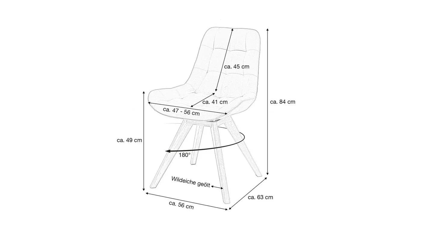 Massivart® Polsterstuhl drehbar BELFAST Wildeiche Microfaser Anthrazit - Bild 4