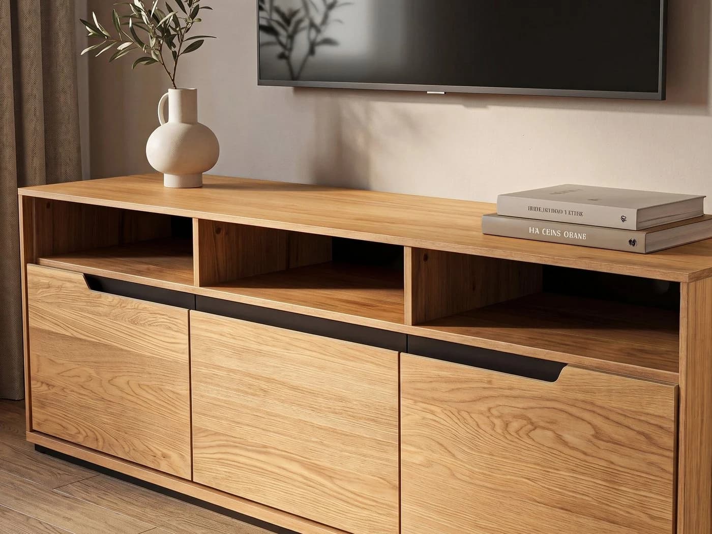 Massivart® Lowboard ARAYA Wildeiche geölt 153 cm mit Schubladen & Drehtüren - Bild 5