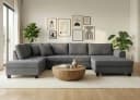 Massivart Wohnlandschaft Cord grau mit Schlaffunktion & Bettkasten Bild 2