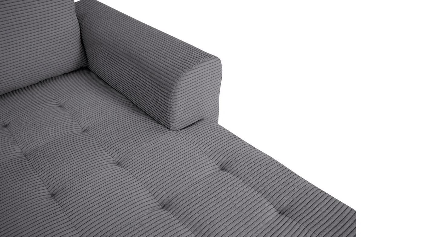Massivart Wohnlandschaft Cord grau mit Schlaffunktion & Bettkasten - Bild 5