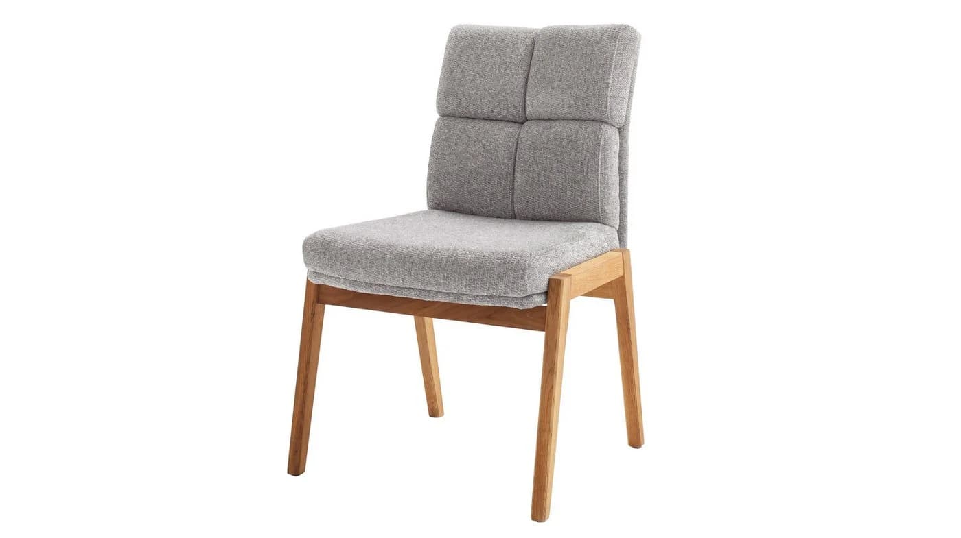Massivart® Polsterstuhl Esszimmerstuhl Stoffbezug Grau Steppung Lauren Wildeiche