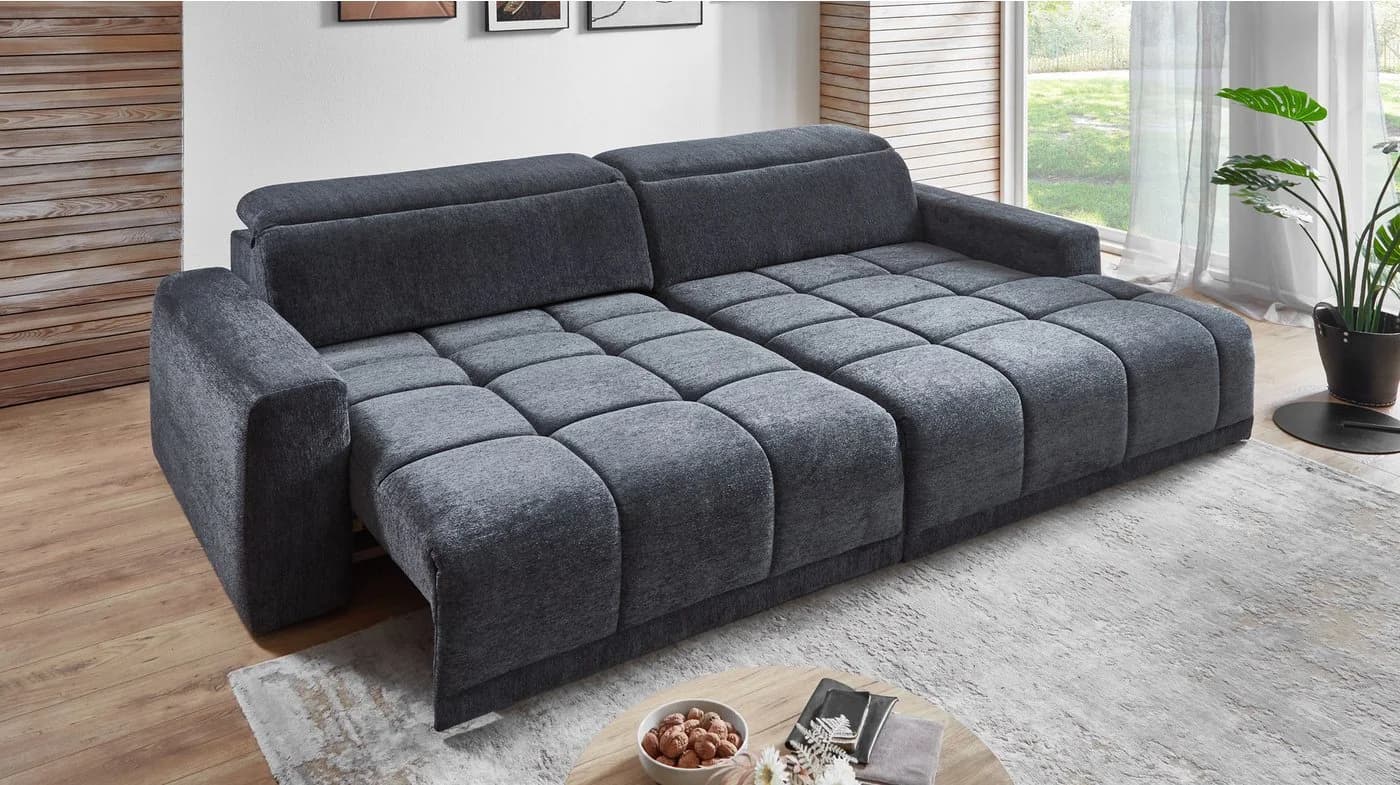 Massivart Ecksofa BROOK Anthrazit Bouclé Elektrische Sitztiefenverstellung - Bild 3