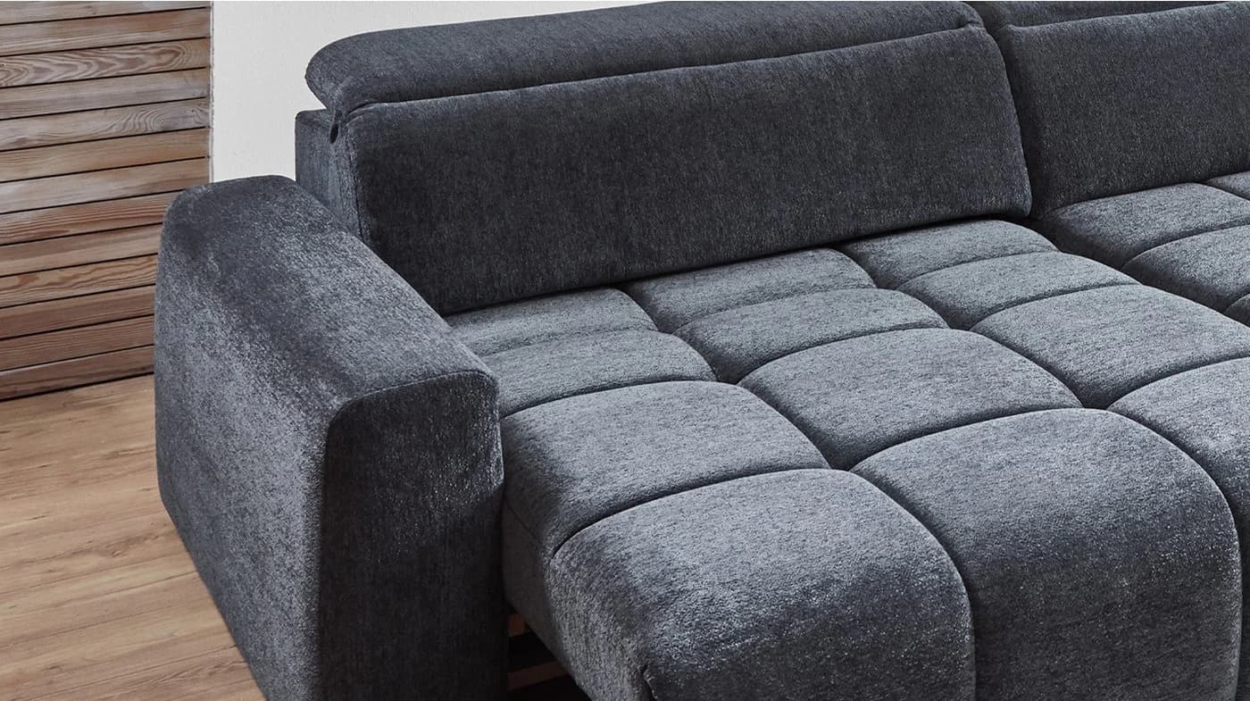 Massivart Ecksofa BROOK Anthrazit Bouclé Elektrische Sitztiefenverstellung - Bild 4