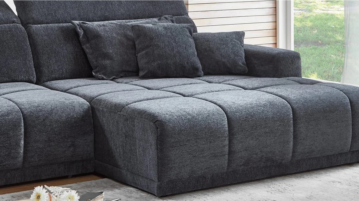 Massivart Ecksofa BROOK Anthrazit Bouclé Elektrische Sitztiefenverstellung - Bild 5