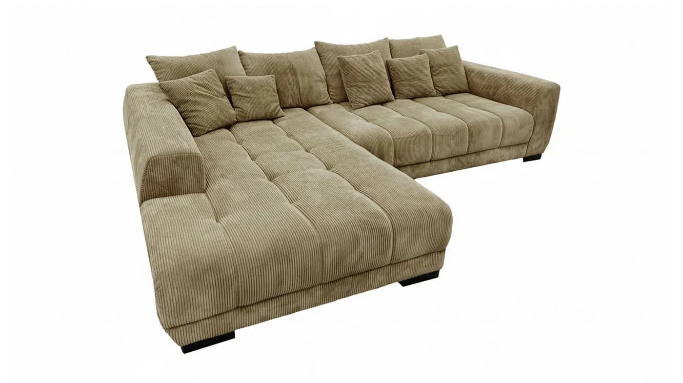 Massivart® Ecksofa Cord 300x215 cm Nosagfederung Grün