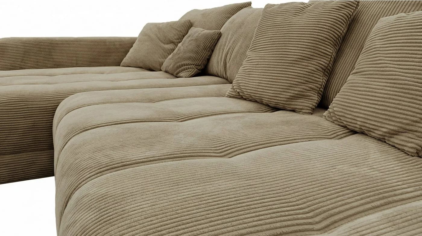 Massivart® Ecksofa Cord 300x215 cm Nosagfederung Grün - Bild 4