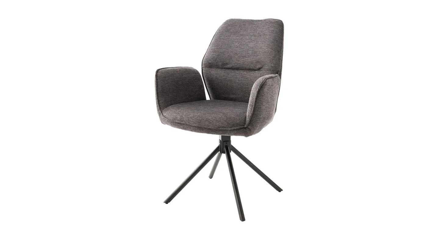 Massivart® Polsterstuhl drehbar Esszimmerstuhl Chenille-Optik Armlehne Greyton - Bild 2