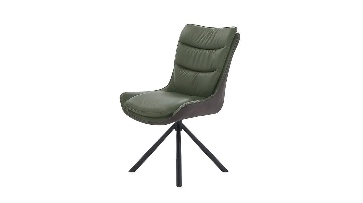 Massivart® Polsterstuhl drehbar 360 Grad, Esszimmerstuhl aus Echtleder & Stoff, »MAURICE"