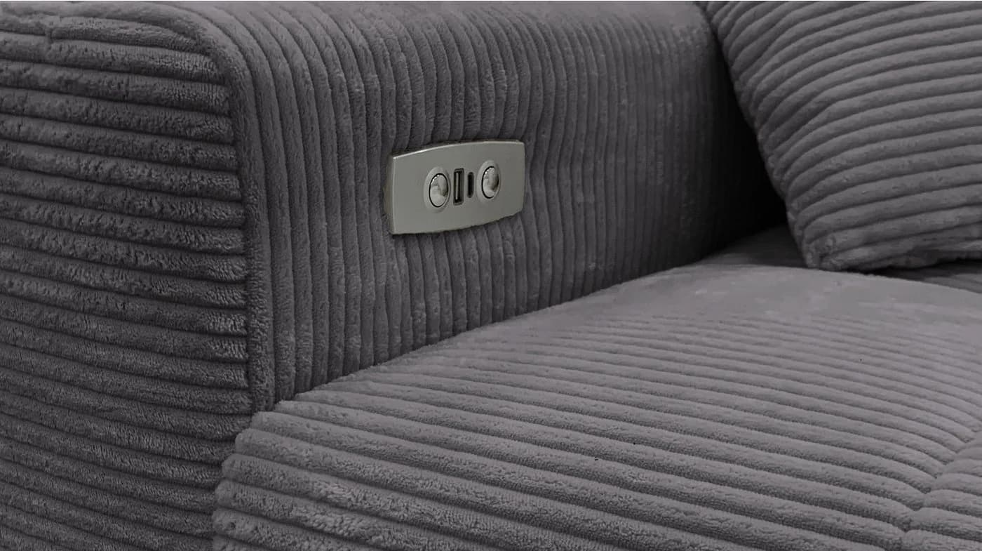 Massivart® Ecksofa Cord 256 cm mit Sitztiefen- & Kopfteilverstellung - Bild 5