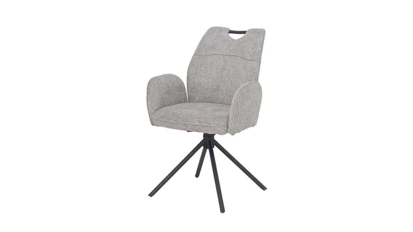 Massivart® Polsterstuhl CARINA 360° drehbar, Esszimmerstuhl mit Armlehnen, Webstoff, Metallgestell