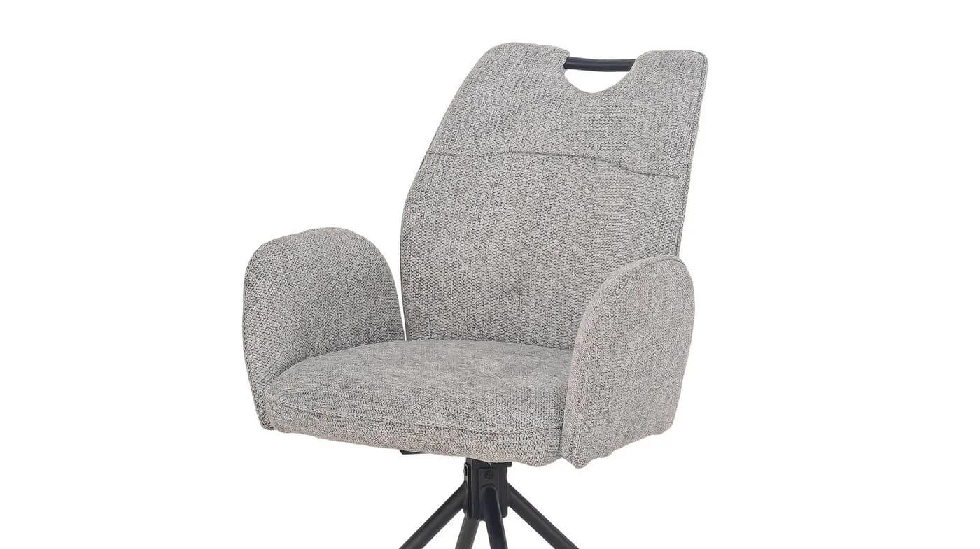 Massivart® Polsterstuhl CARINA 360° drehbar, Esszimmerstuhl mit Armlehnen, Webstoff, Metallgestell - Bild 5