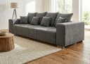 Massivart® Big-Sofa Stoff grau 254 cm Nosagfederung 4-Sitzer BORNEO Bild 2