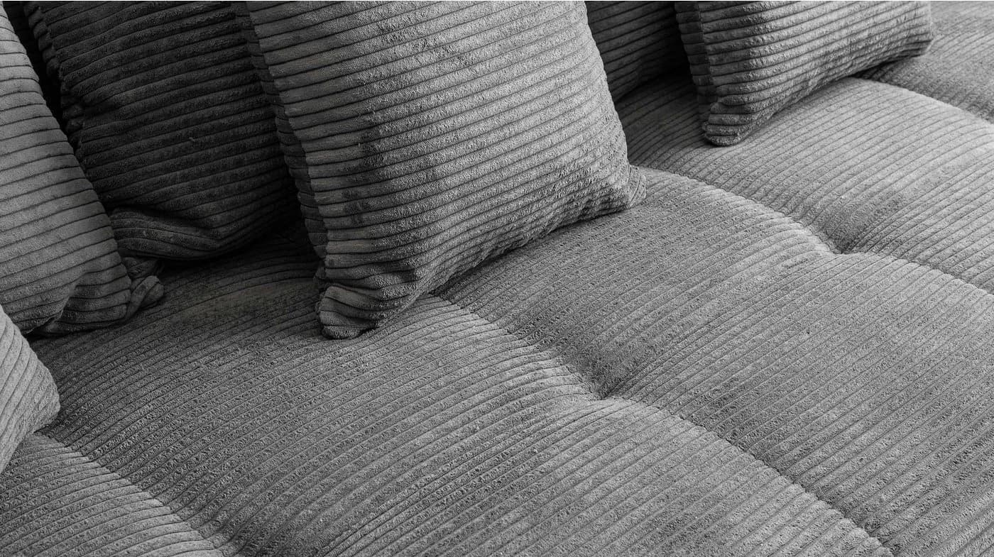 Massivart® Big-Sofa Cord grau 254 cm 4-Sitzer Cordsofa BORNEO - Bild 3