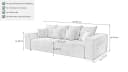 Massivart® Big-Sofa Cord grau 254 cm 4-Sitzer Cordsofa BORNEO Bild 4