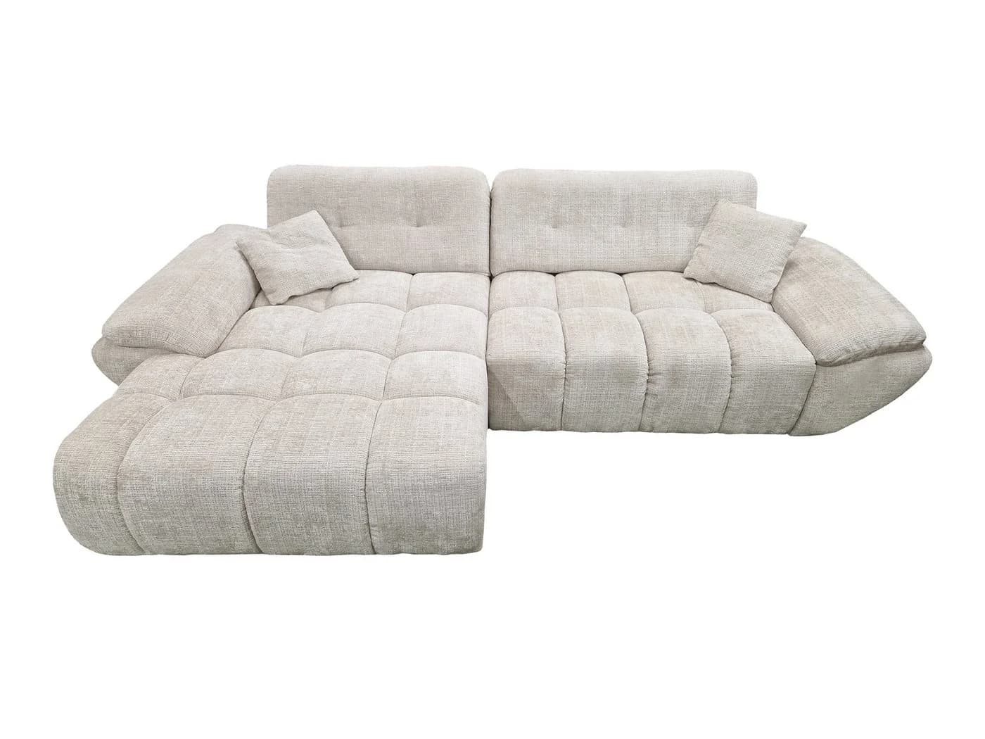 Massivart Ecksofa HUGO mit elektrischer Sitztiefenverstellung Bouclé Creme