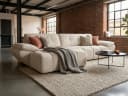 Massivart Ecksofa HUGO mit elektrischer Sitztiefenverstellung Bouclé Creme Bild 2