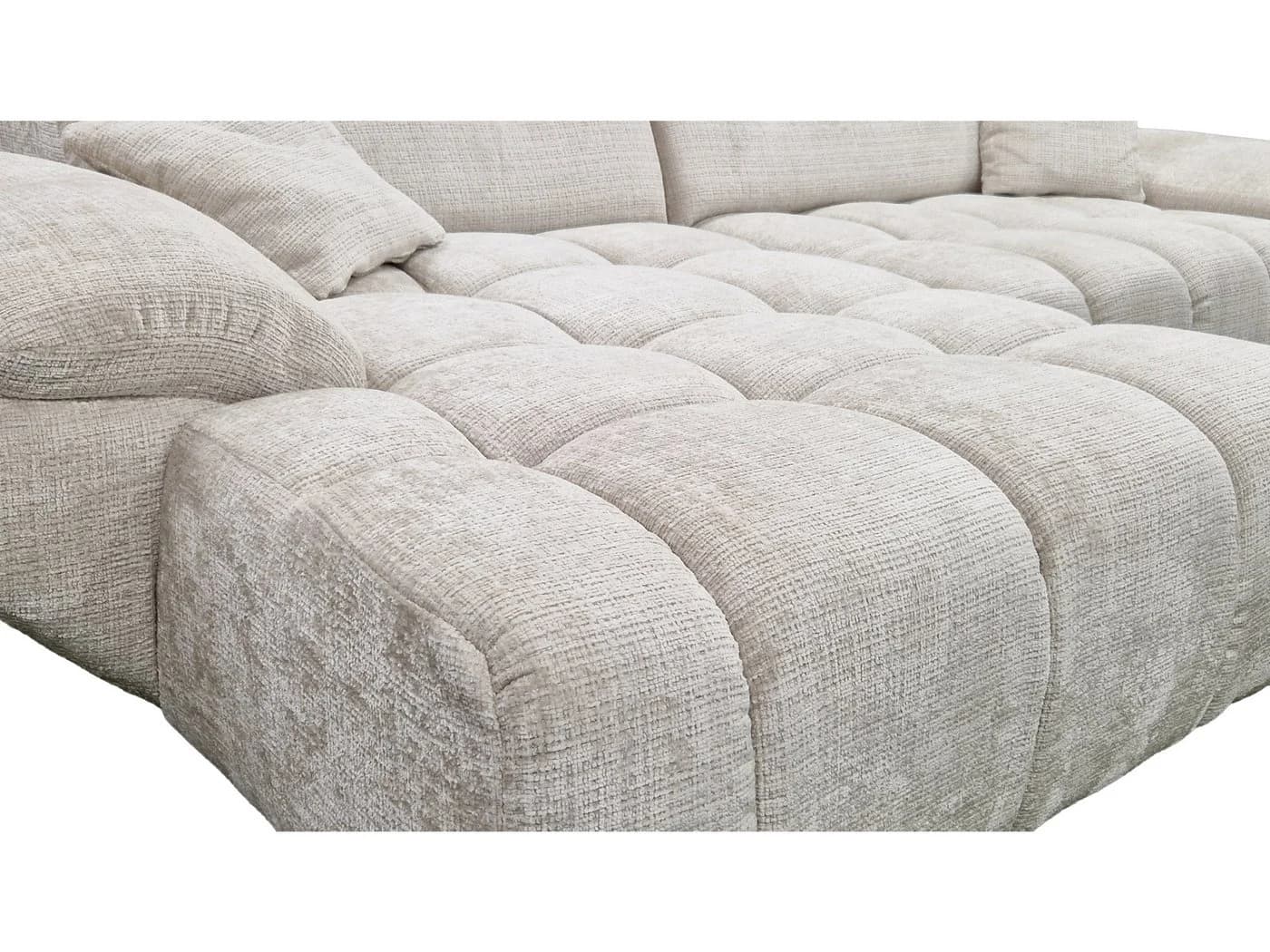 Massivart Ecksofa HUGO mit elektrischer Sitztiefenverstellung Bouclé Creme - Bild 4