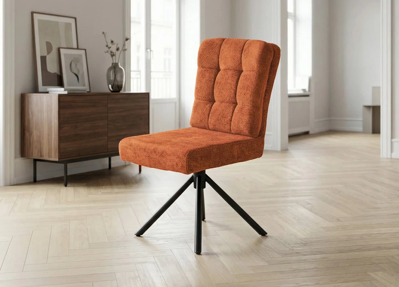 Massivart® Polsterstuhl Hedia Esszimmerstuhl Wippfunktion Taschenfederkern Orange - Bild 2