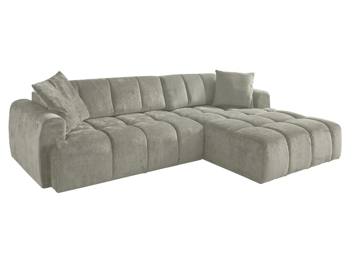 Massivart® Ecksofa BINGO silbergrau mit elektrischer XXL-Sitztiefenverstellung