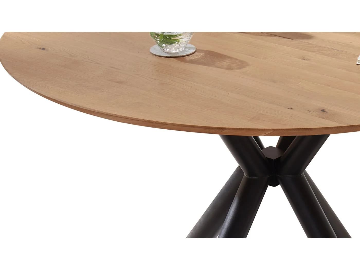 Massivart® Esstisch Wildeiche Massivholz geölt, ausziehbar 120-170 cm ARVID Metallgestell - Bild 4