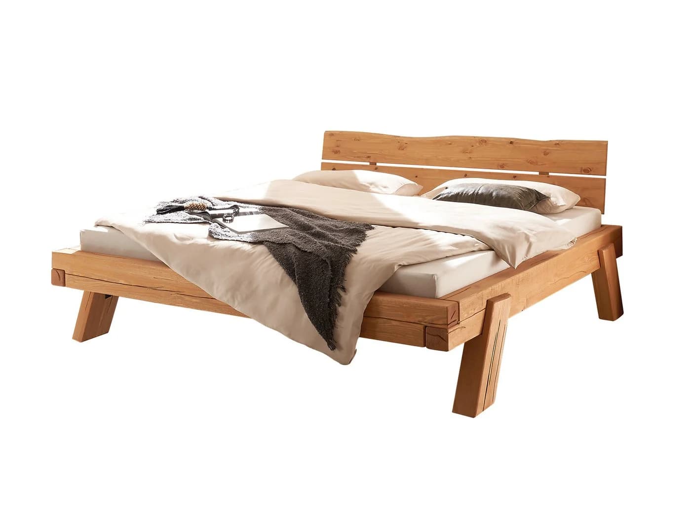 Massivart BERGTAL LEAN Balkenbett 180x200 Kiefer Eiche Honig